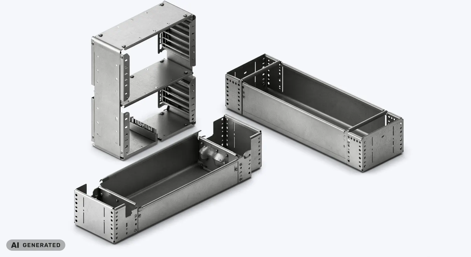 Bandejas portacables y perfilería metálica de soporte en una instalación técnica (imagen generada con IA)