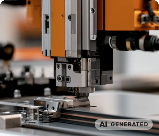 Clinching machine joining metal sheets (AI-generated image)
