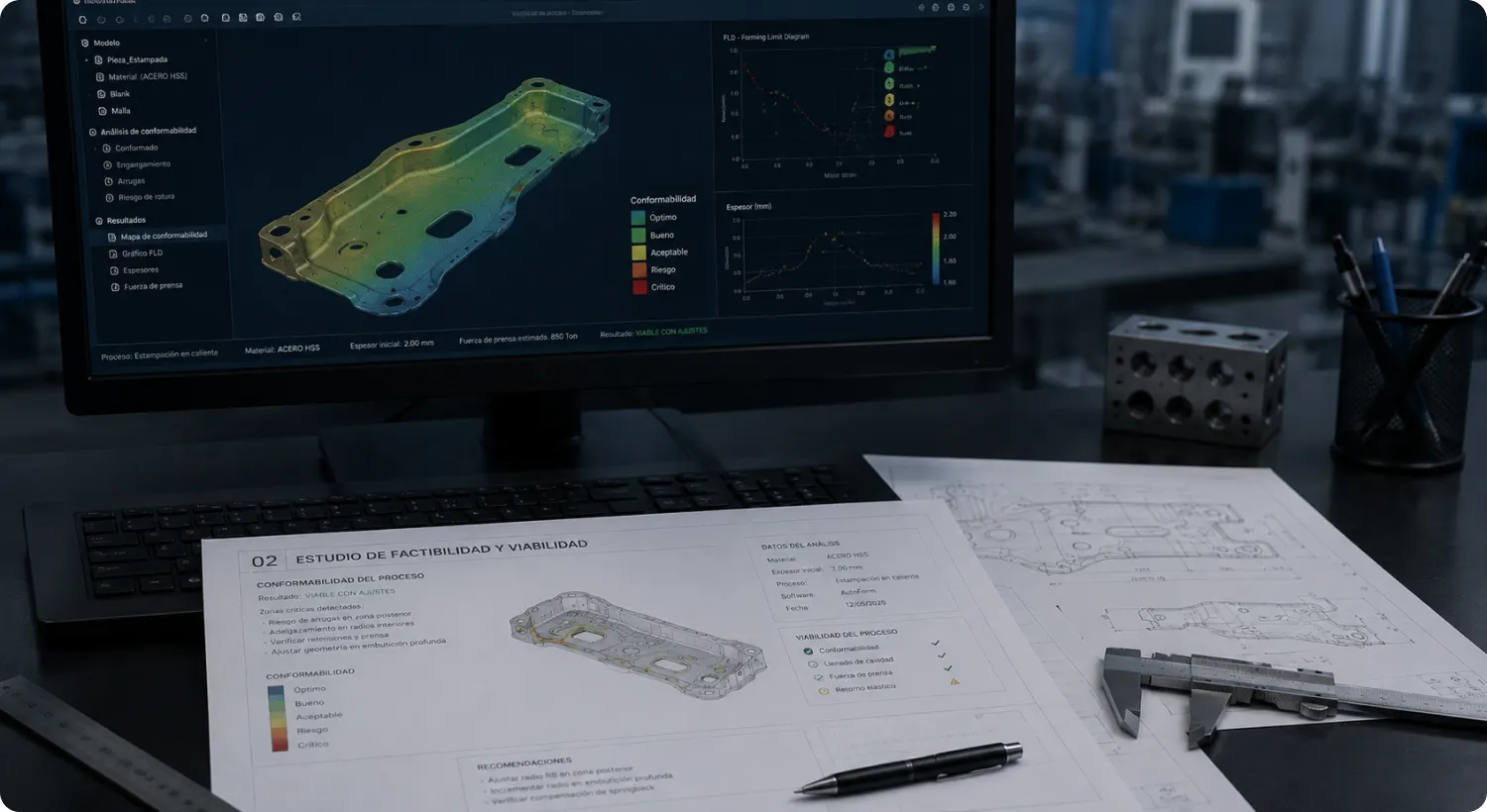 paso-2 Estudio técnico de una pieza metálica para valorar su fabricación (imagen generada con IA)