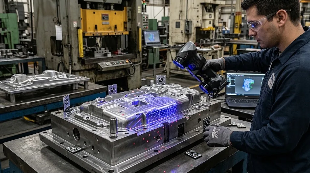 3D scanning of a die for reverse engineering with a handheld scanner